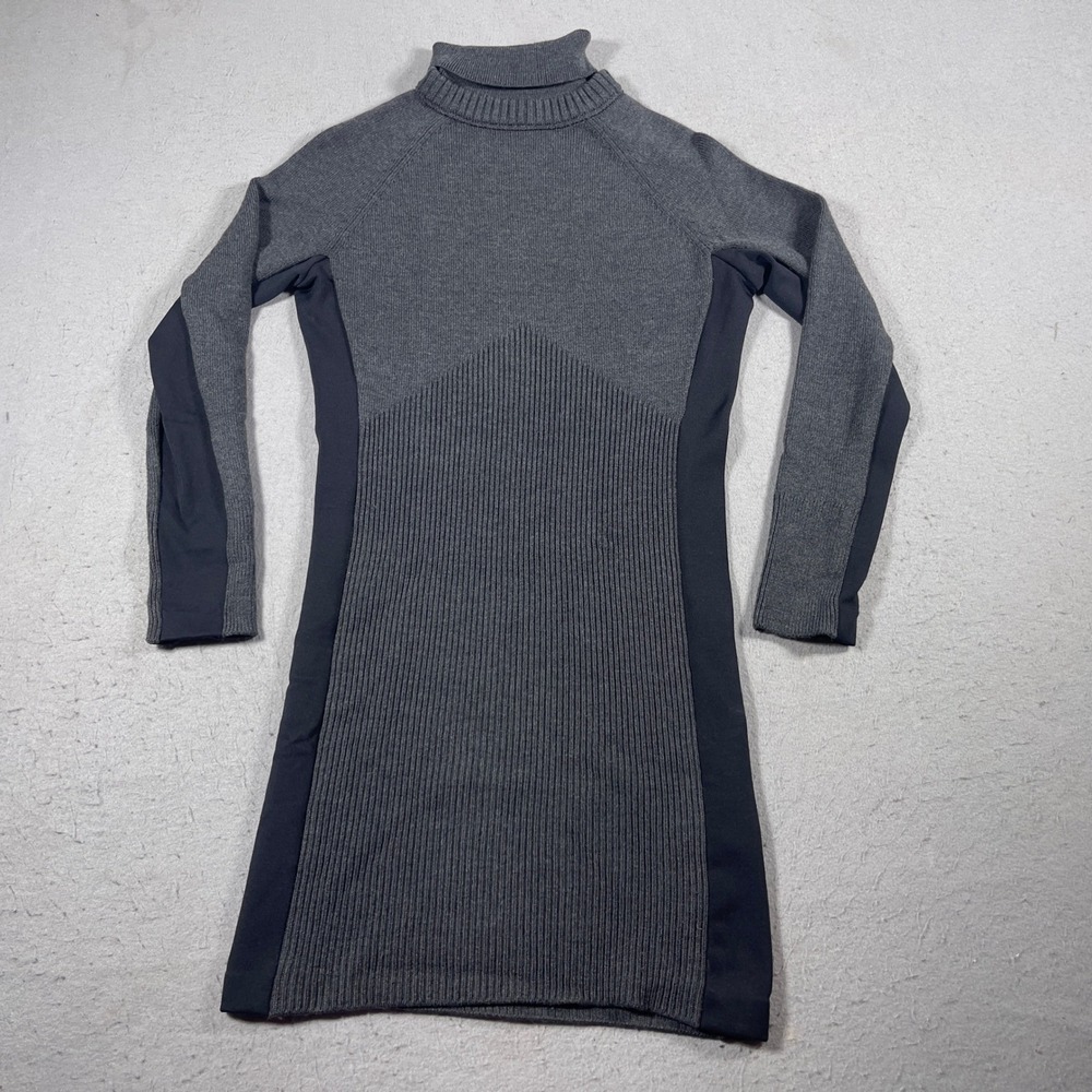 Athleta Sweater Dress Women XS Turtleneck Ribbed Knit Charcoal Gray Minimalist